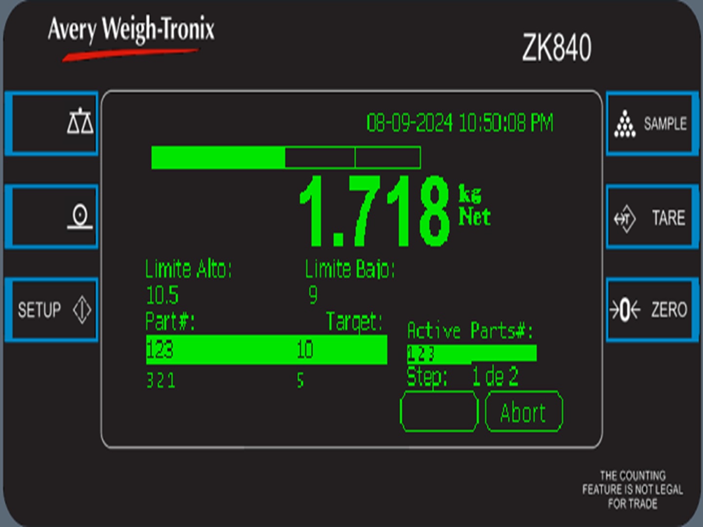 Aplicación de validación de peso en ZK840